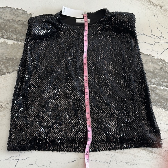 NWT Mango black sequin top. Size M/L - Picture 8 of 9